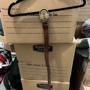 Vtg Cowboy Brown Leather Belt